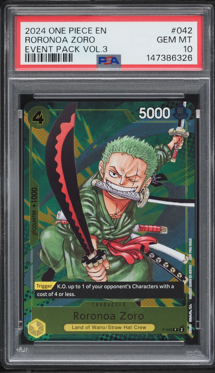 2024 One Piece Event Pack Volume 3 Roronoa Zoro #P-042 PSA 10 GEM MINT