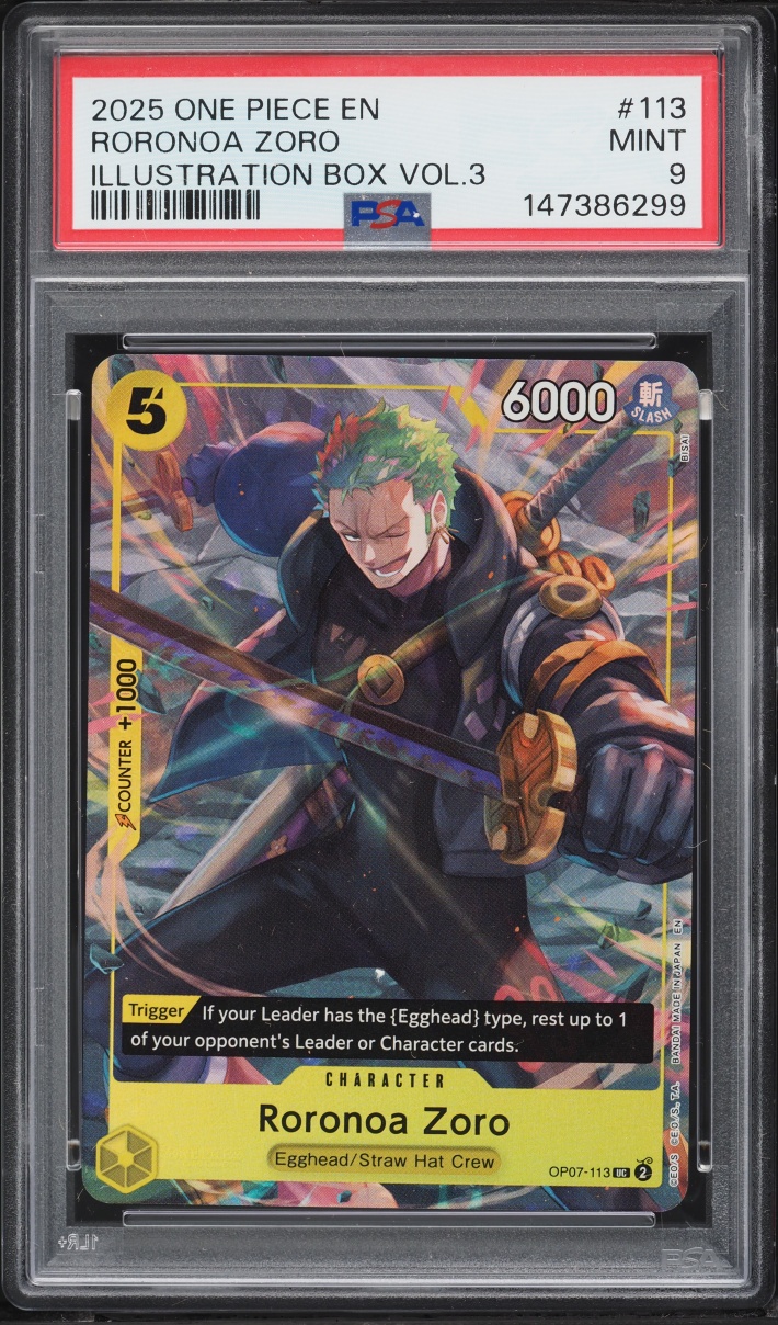 2025 One Piece Promo Illustration Box Volume 3 Roronoa Zoro #OP07-113 PSA 9 MINT