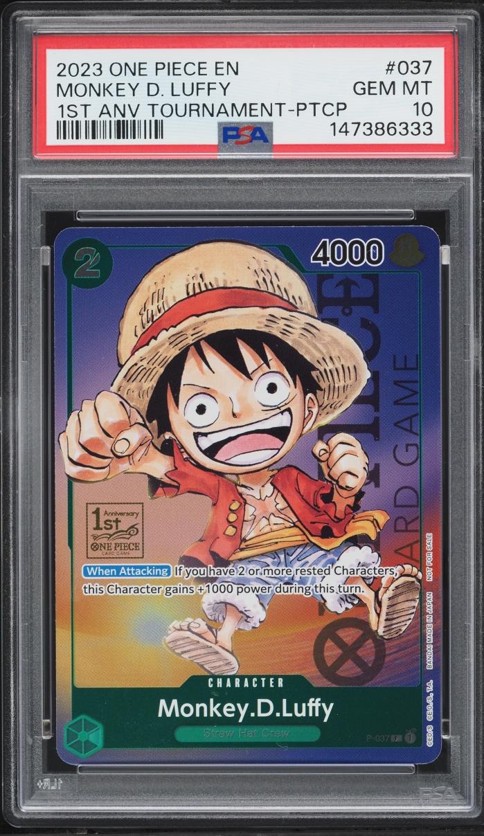 2023 One Piece Promo 1st Anniversary Tournament Participation Monkey D. Luffy #P-037 PSA 10 GEM