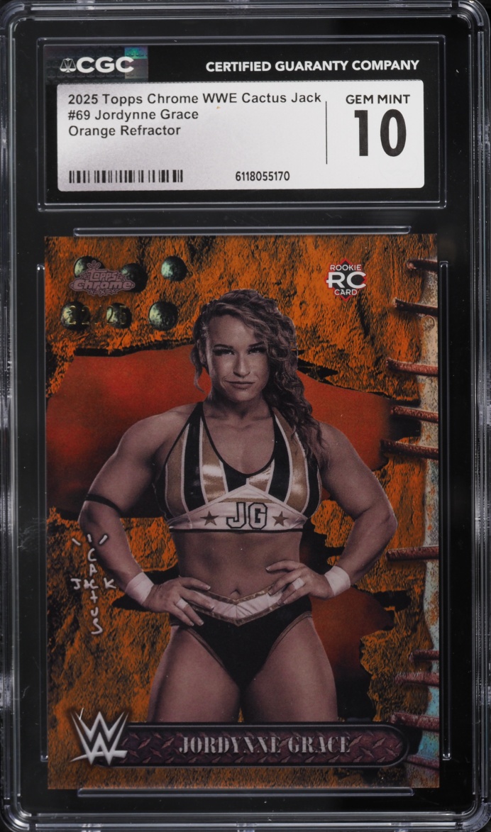2025 Topps Chrome WWE Cactus Jack Orange Refractor Jordynne Grace ROOKIE #69 CGC 10 GEM MINT