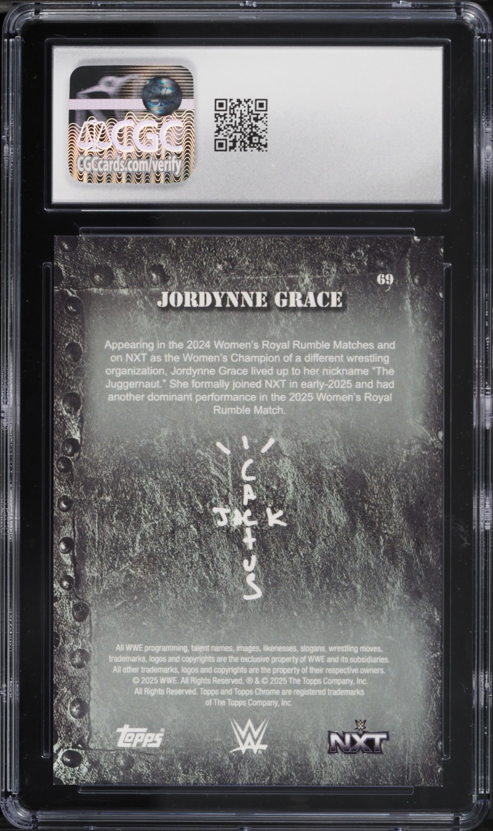 2025 Topps Chrome WWE Cactus Jack Orange Refractor Jordynne Grace ROOKIE #69 CGC 10 GEM MINT
