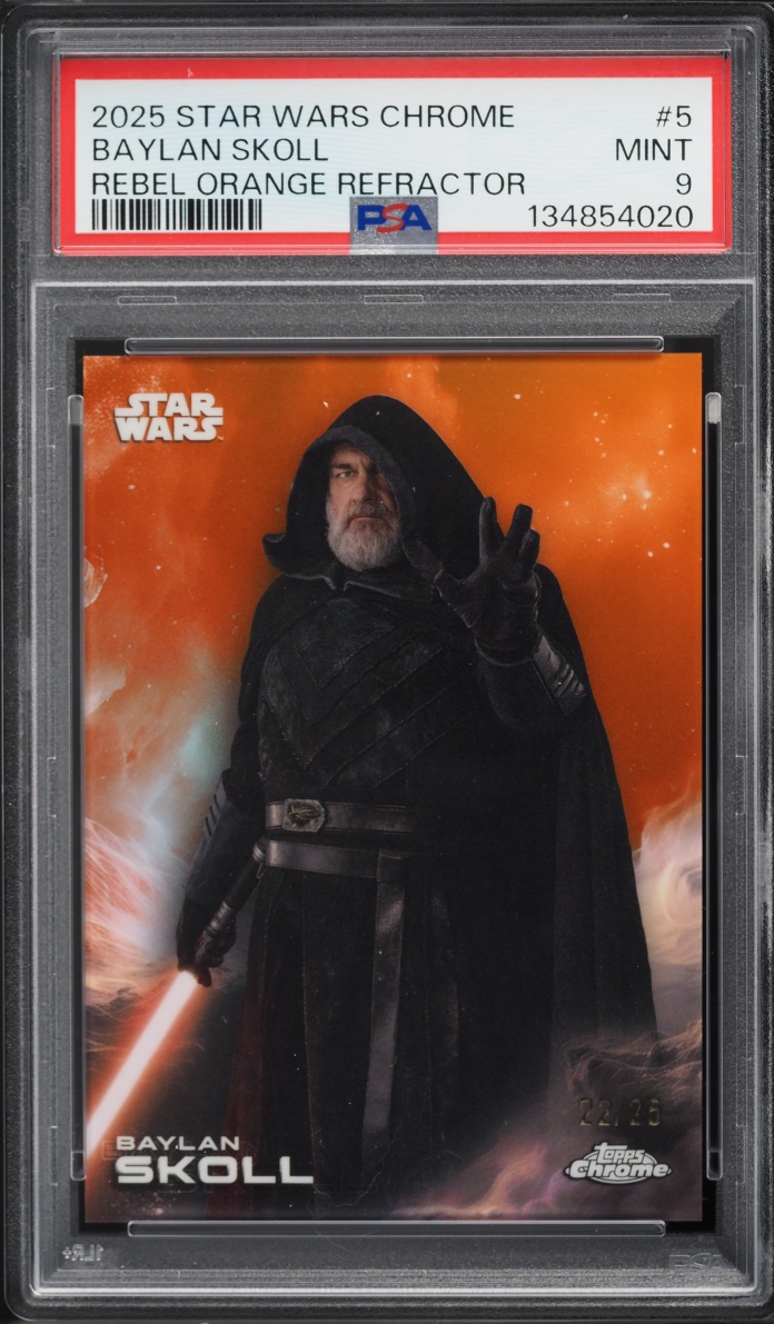 2025 Topps Chrome Star Wars Rebel Orange Refractor Baylan Skoll /25 #5 PSA 9 MINT