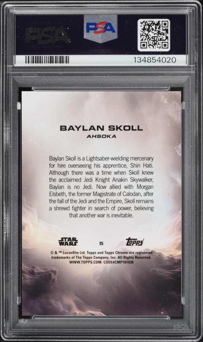 2025 Topps Chrome Star Wars Rebel Orange Refractor Baylan Skoll /25 #5 PSA 9 MINT