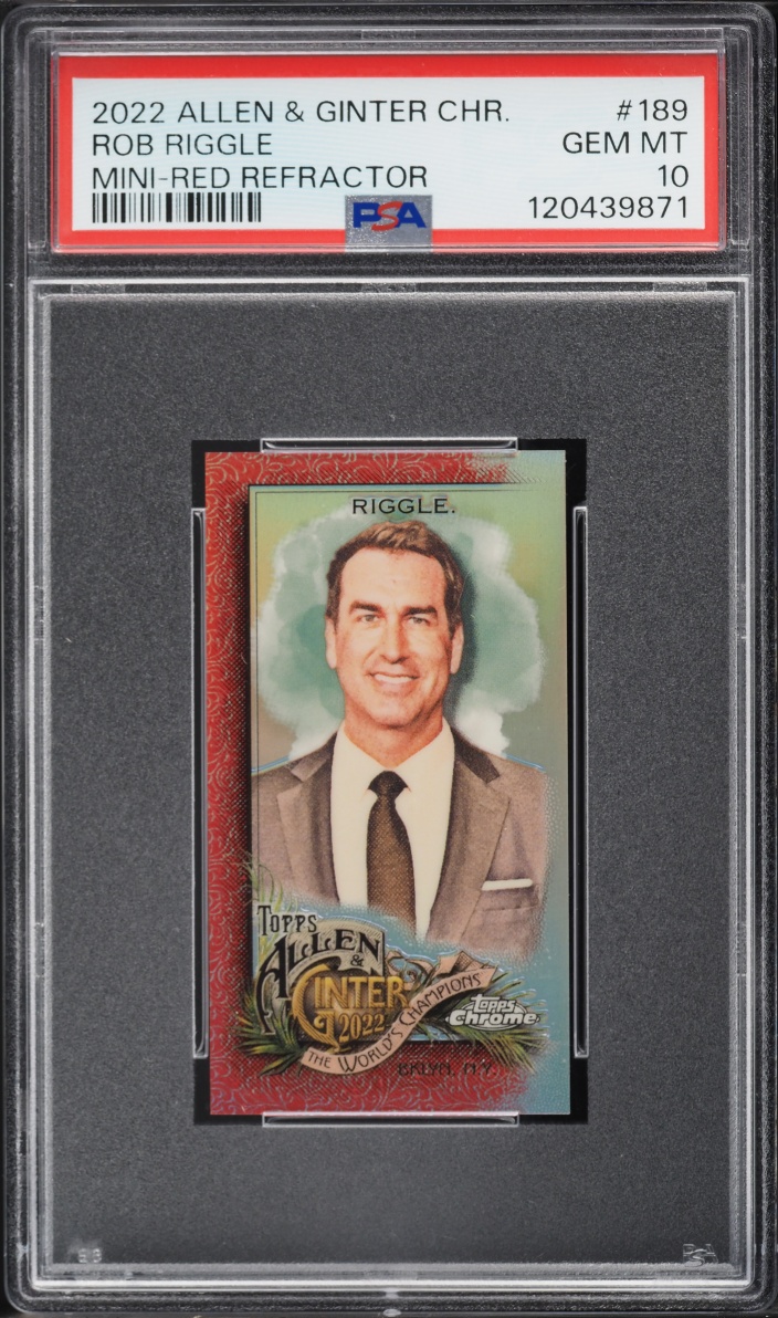 2022 Topps Allen & Ginter Chrome Mini-Red Refractor Rob Riggle 5/5 #189 PSA 10 GEM MINT