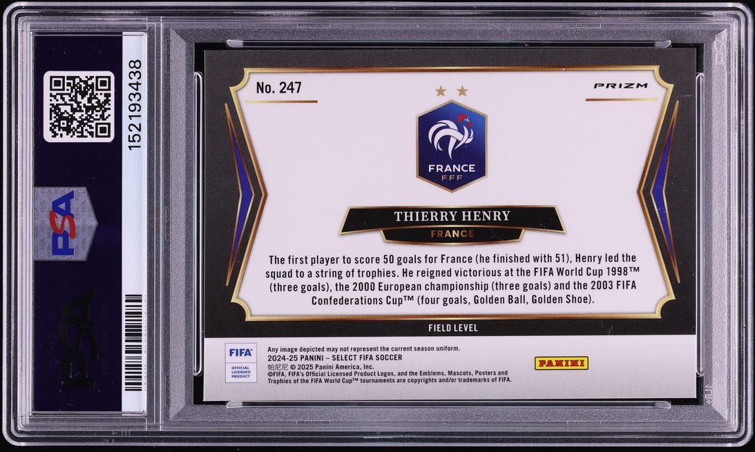 2024 Select FIFA Field Level White Sparkle Thierry Henry #247 PSA 10 GEM MINT