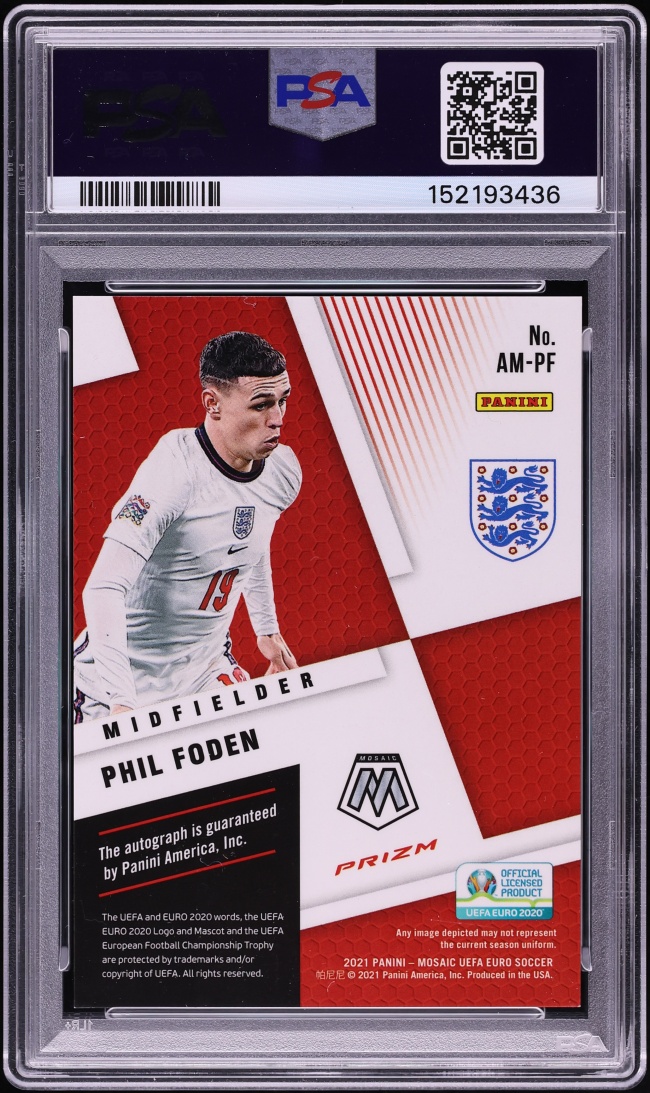 2020 Panini Mosaic UEFA Euro Phil Foden AUTO #AM-PF PSA 9 MINT