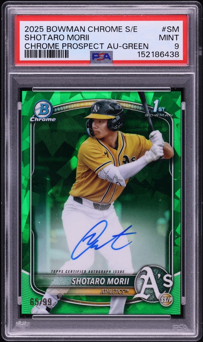 2025 Bowman Chrome Sapphire Edition Green Shotaro Morii PROSPECT AUTO /99 #CPSA-SM PSA 9 MINT