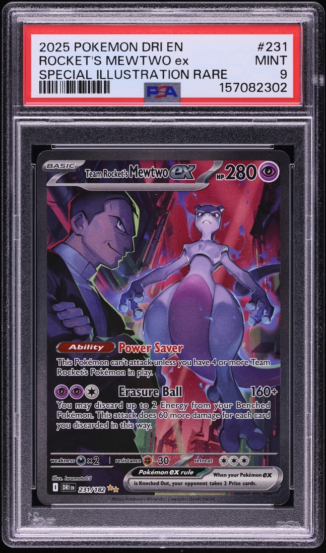 2025 Pokemon Scarlet & Violet Destined Rivals SIR Team Rocket's Mewtwo ex #231 PSA 9 MINT