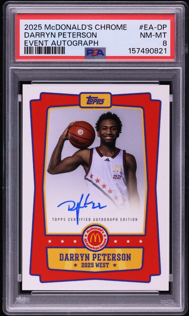 2025 Topps Chrome McDonald's All-American Event Darryn Peterson ROOKIE AUTO #EA-DP PSA 8 NM-MT