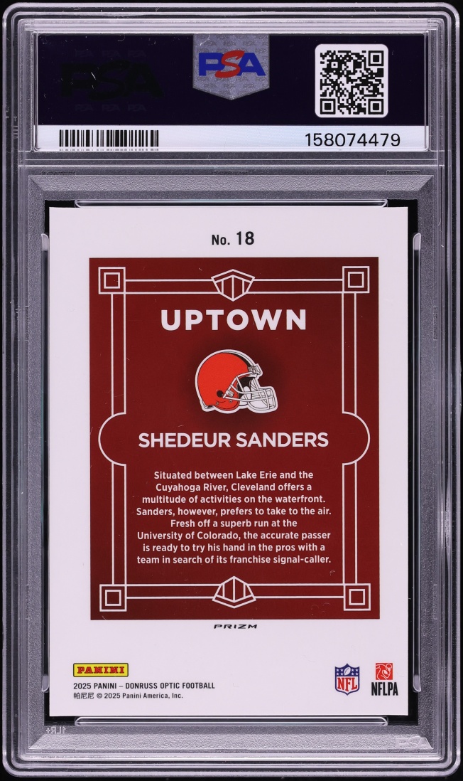 2025 Donruss Optic Uptown Shedeur Sanders ROOKIE #18 PSA 9 MINT