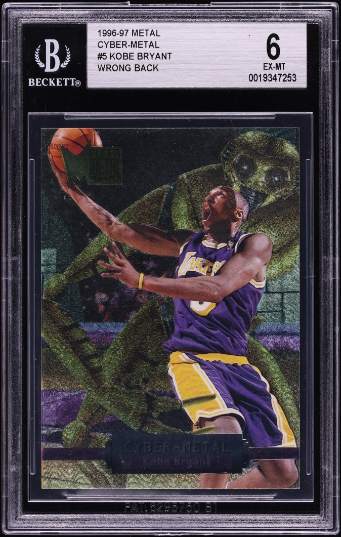 1996 Metal Cyber-Metal Wrong Back Error Kobe Bryant ROOKIE #5 BGS 6 EXMT