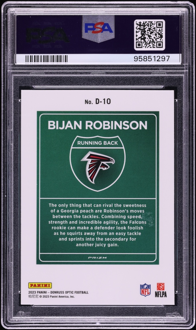 2023 Donruss Optic Downtown! Bijan Robinson ROOKIE #D-10 PSA 10 GEM MINT