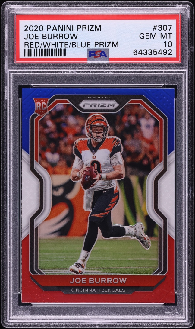 2020 Panini Prizm Red White Blue Joe Burrow ROOKIE #307 PSA 10 GEM MINT
