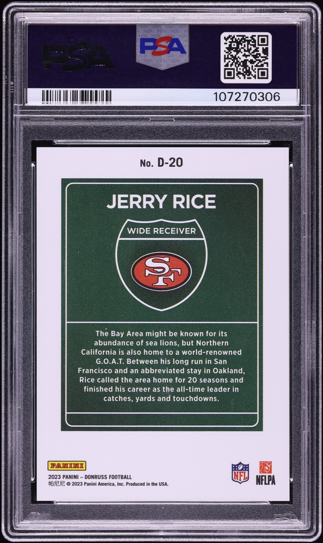 2023 Donruss Downtown! Jerry Rice #D-20 PSA 9 MINT