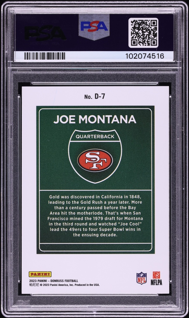 2023 Donruss Downtown! Joe Montana #D-7 PSA 9 MINT