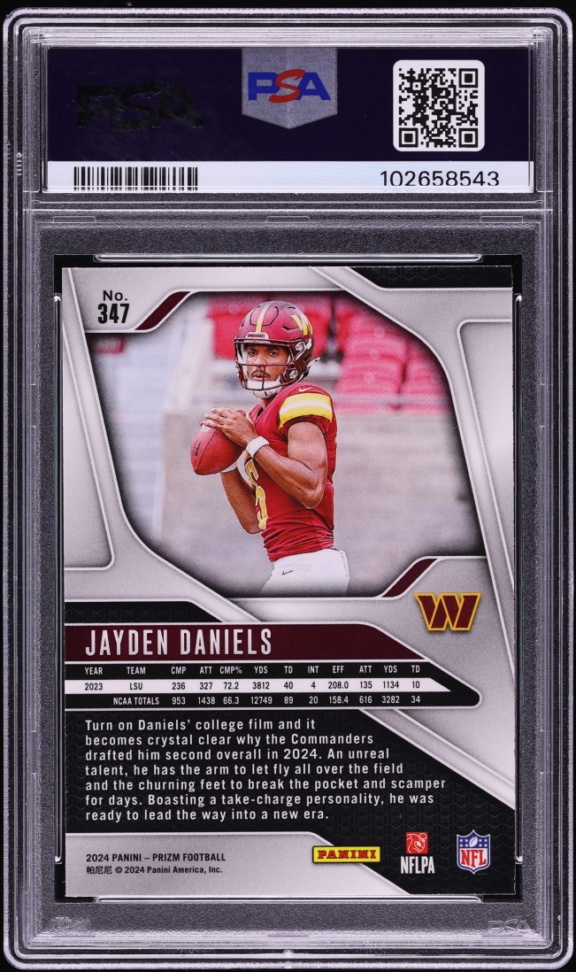 2024 Panini Prizm Jayden Daniels ROOKIE #347 PSA 10 GEM MINT