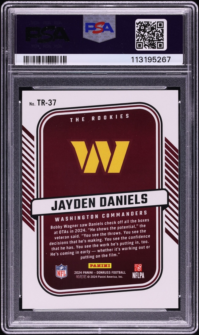 2024 Donruss Jayden Daniels ROOKIE #TR-37 PSA 10 GEM MINT