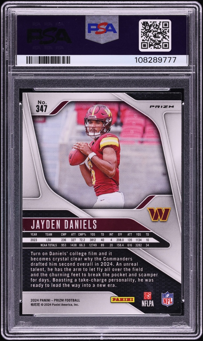 2024 Panini Prizm Silver Jayden Daniels ROOKIE #347 PSA 9 MINT