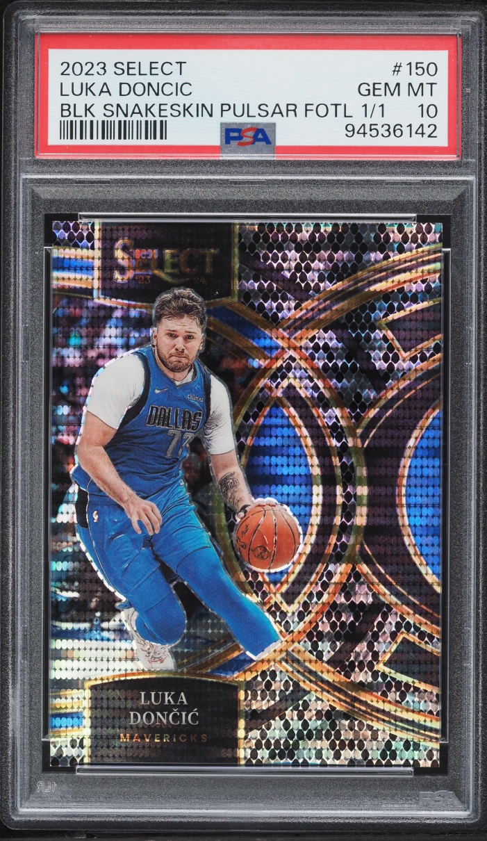 2023 Select Premier Black Snakeskin Pulsar FOTL Luka Doncic 1/1 #150 PSA 10 GEM MINT