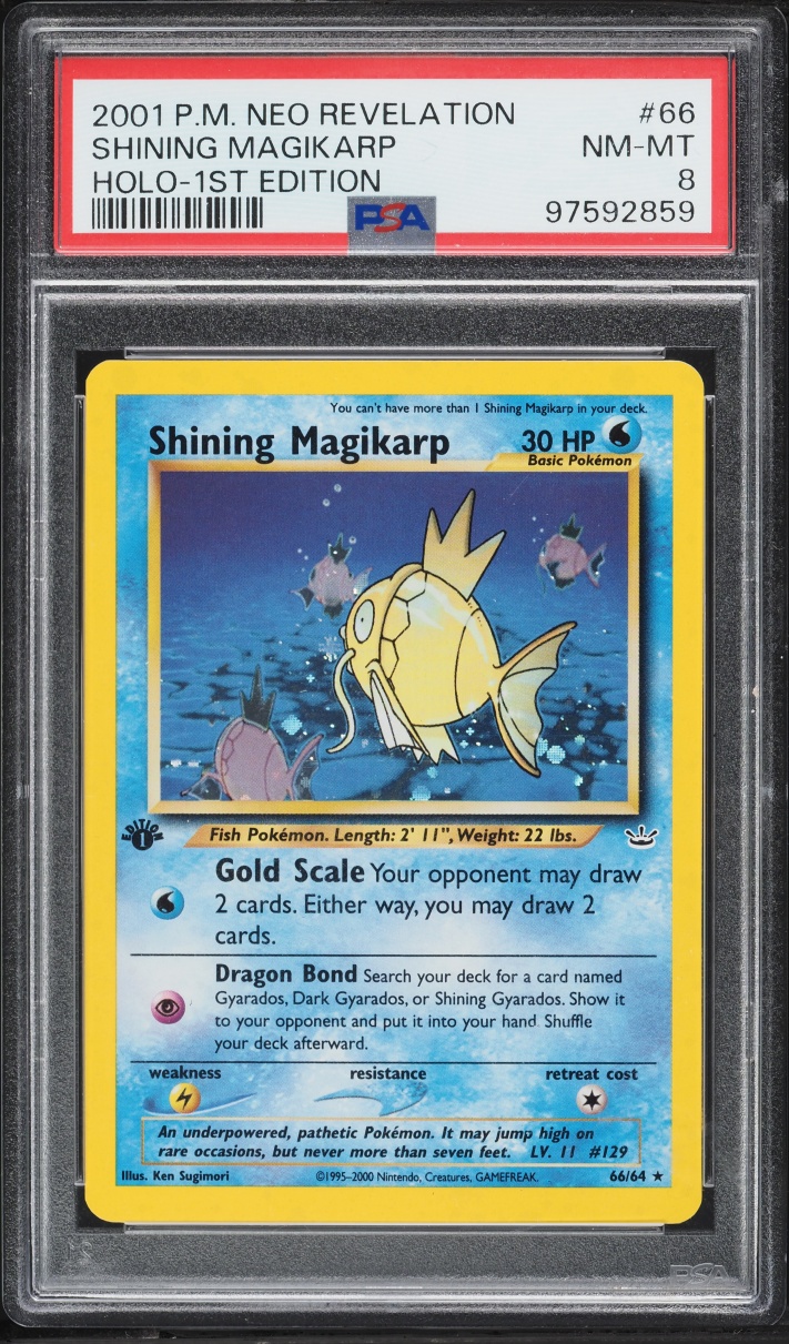 2001 Pokemon Neo Revelation 1st Edition Holo Shining Magikarp #66 PSA 8 NM-MT