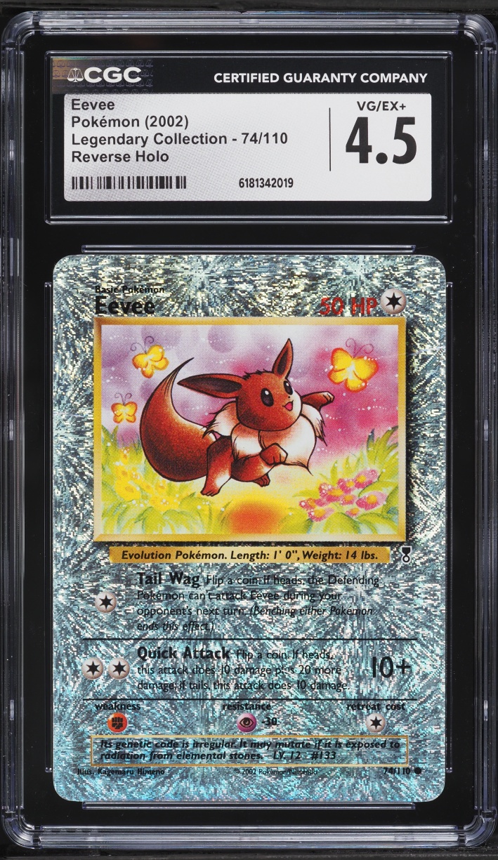 2002 Pokemon Legendary Collection Reverse Holo Eevee #74 CGC 4.5 VGEX+