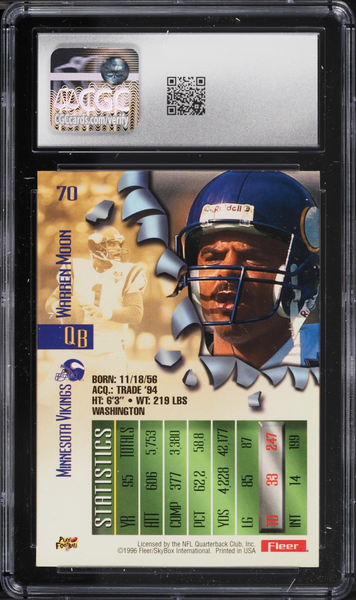 1996 Metal Football Warren Moon #70 CGC 6 EXMT