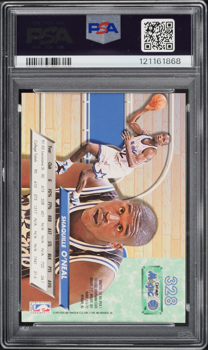 1992 Ultra Basketball Shaquille O'Neal ROOKIE #328 PSA 9 MINT