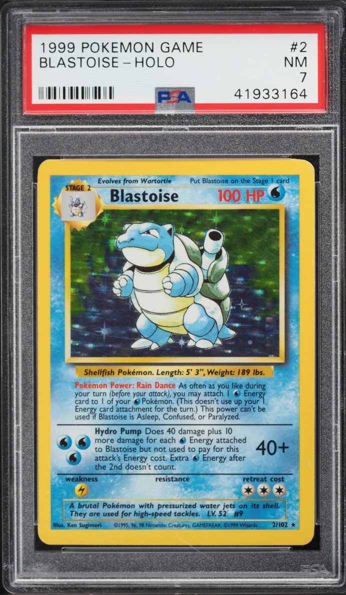 1999 Pokemon Base Set Holo Blastoise #2 PSA 7 NRMT