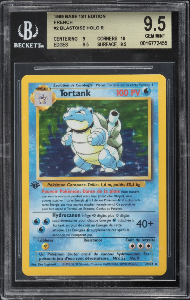 1999 Pokemon French Base Set 1st Edition Holo Blastoise #2 BGS 9.5 GEM MINT
