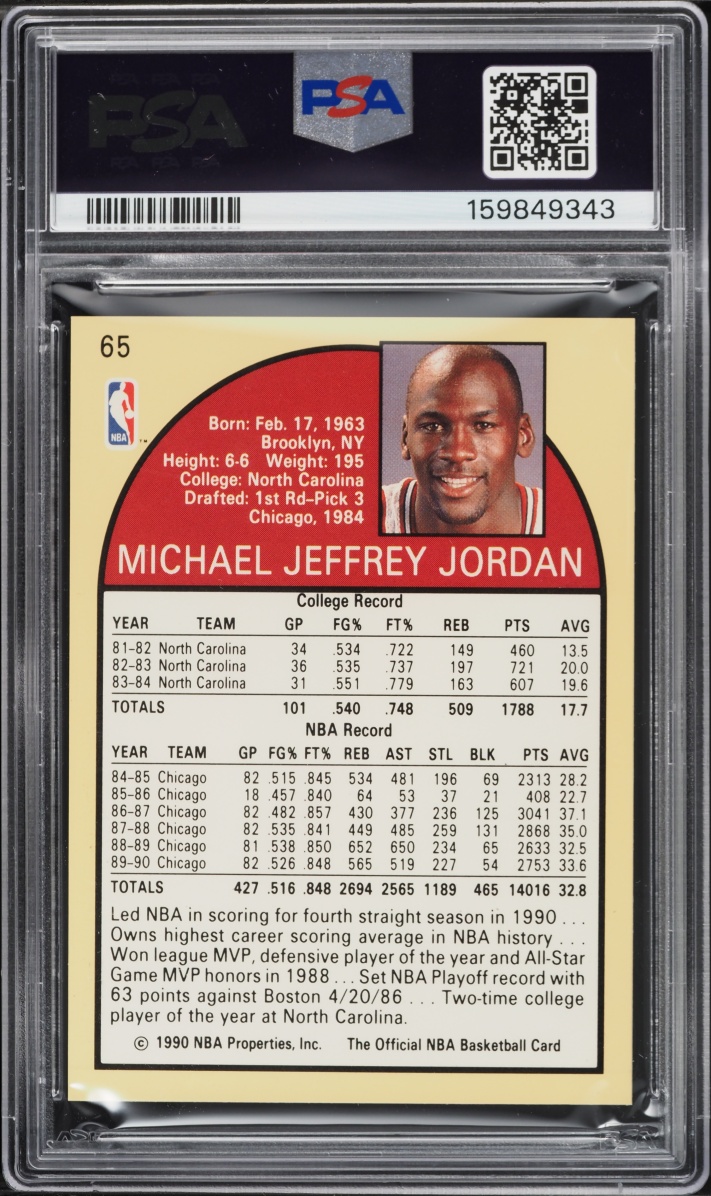 1990 Hoops Michael Jordan #65 PSA 8 NM-MT