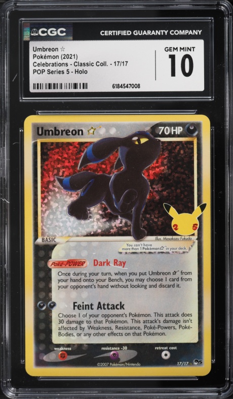 2021 Pokemon SWSH Celebrations POP Series 5 Holo Umbreon Gold Star #17 CGC 10 GEM MINT