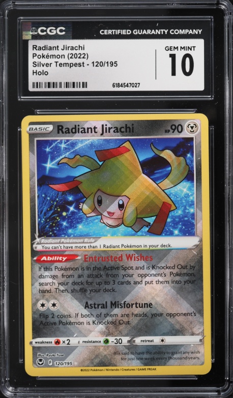 2022 Pokemon Sword & Shield Silver Tempest Holo Radiant Jirachi #120 CGC 10 GEM MINT