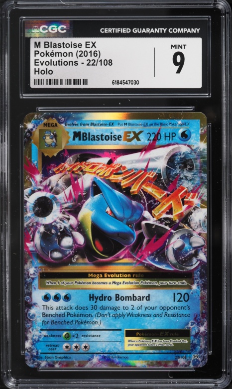 2016 Pokemon XY Evolutions Holo M Blastoise Ex #22 CGC 9 MINT