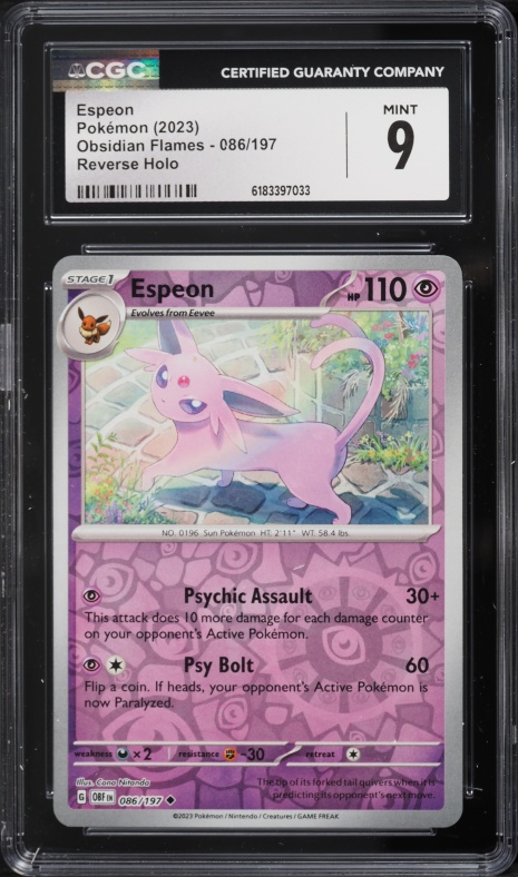 2023 Pokemon Scarlet & Violet Obsidian Flames Reverse Holo Espeon #86 CGC 9 MINT