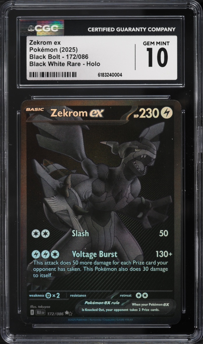 2025 Pokemon Scarlet & Violet Black Bolt BWR Zekrom Ex #172 CGC 10 GEM MINT