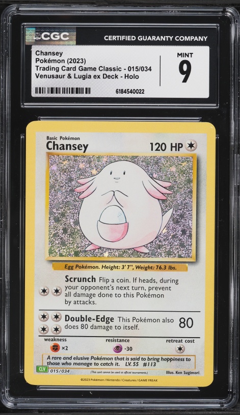 2023 Pokemon Scarlet & Violet TCG Classic Venusaur & Lugia Ex Deck Holo Chansey #15 CGC 9 MINT