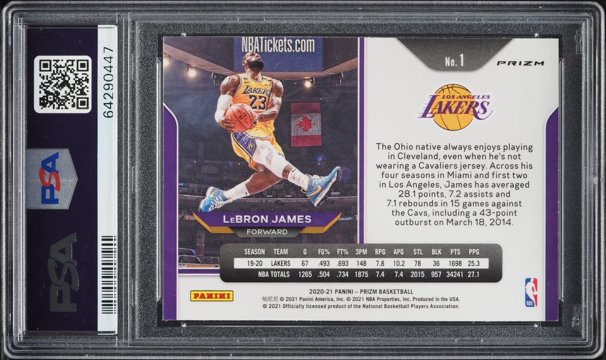 2020 Panini Prizm Pink Ice LeBron James #1 PSA 10 GEM MINT on