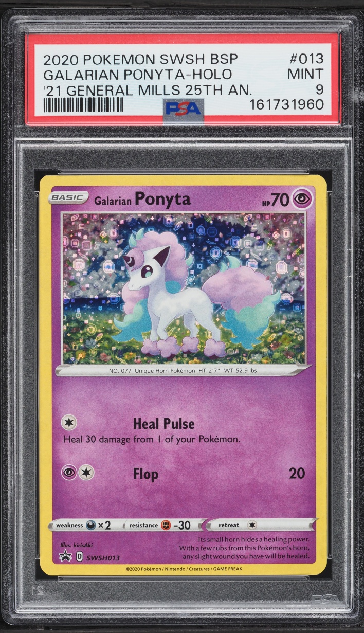2020 Pokemon SWSH Black Star Promo '21 General Mills Holo Galarian Ponyta PSA 9 MINT
