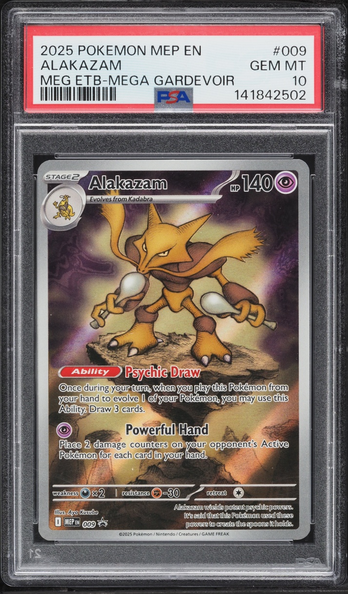 2025 Pokemon Mega Evolution Promo ETB Mega Gardevoir Full Art Alakazam #9 PSA 10 GEM MINT