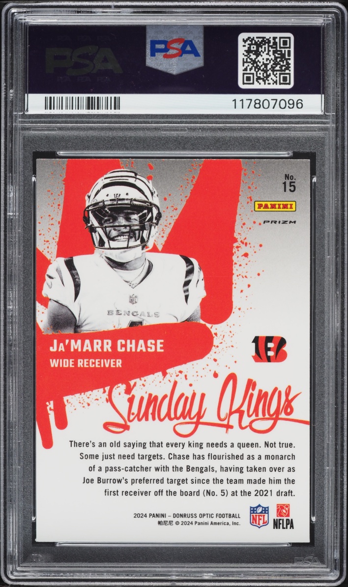 2024 Donruss Optic Sunday Kings Ja'Marr Chase #15 PSA 10 GEM MINT