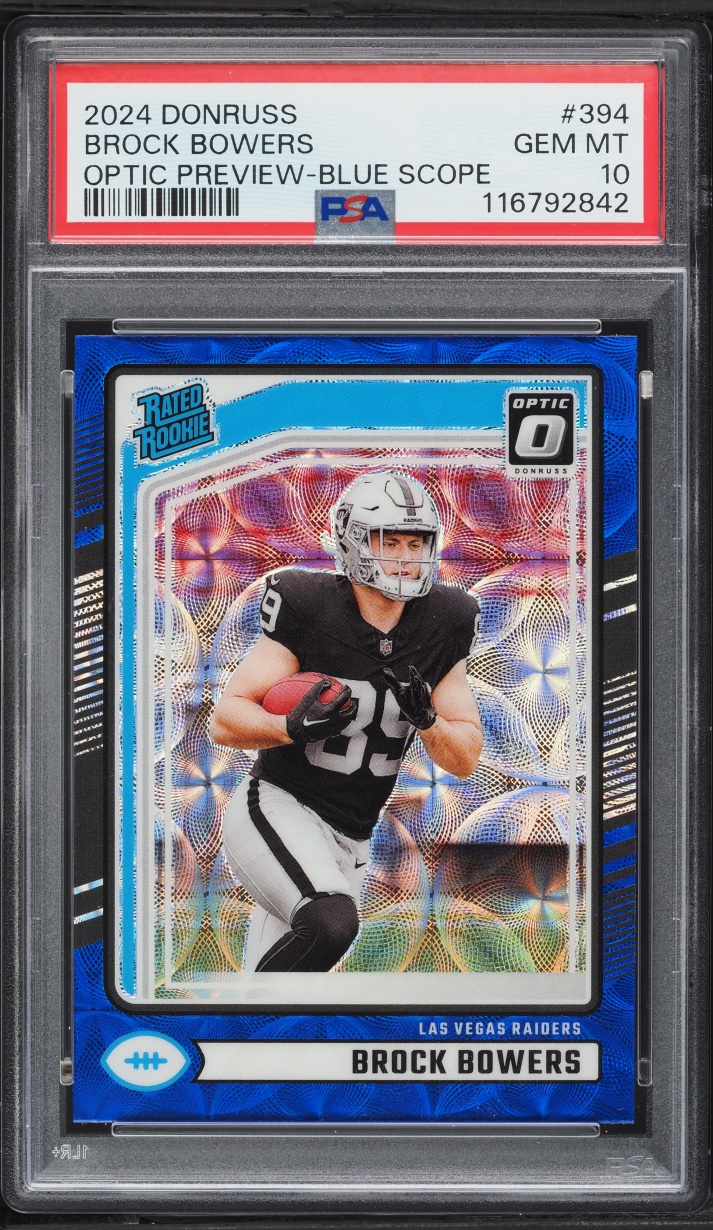 2024 Donruss Optic Preview Blue Scope Brock Bowers ROOKIE #394 PSA 10 GEM MINT