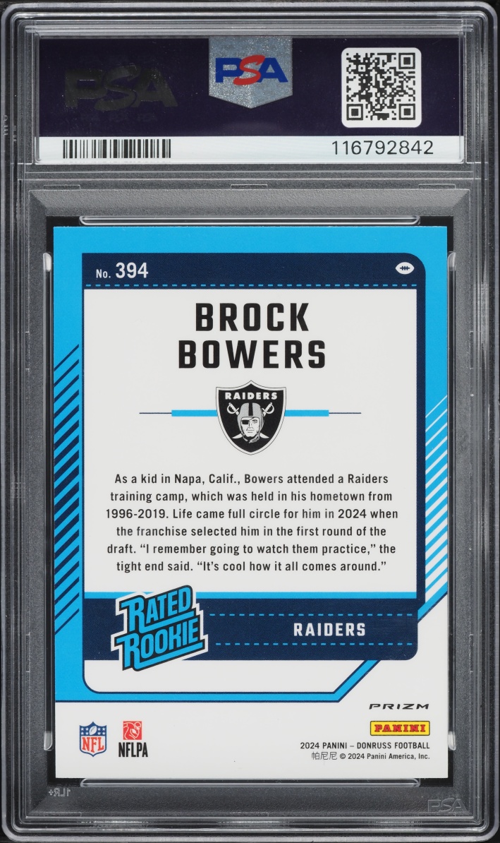 2024 Donruss Optic Preview Blue Scope Brock Bowers ROOKIE #394 PSA 10 GEM MINT