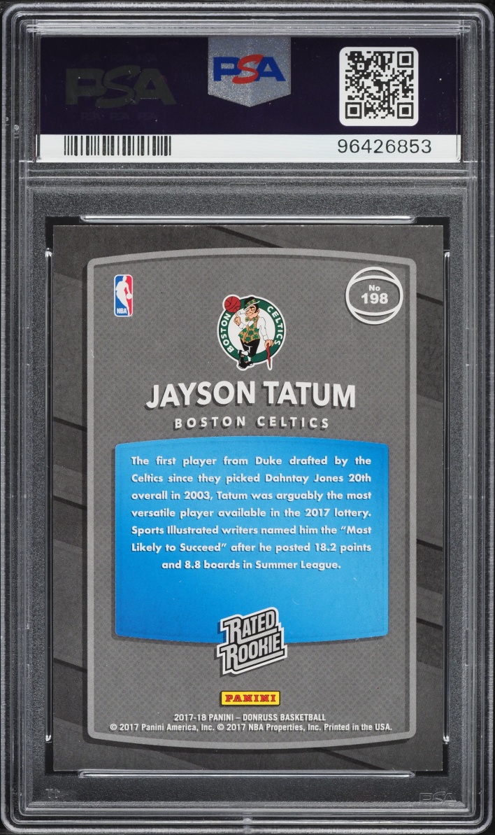 2017 Donruss Basketball Jayson Tatum ROOKIE #198 PSA 9 MINT