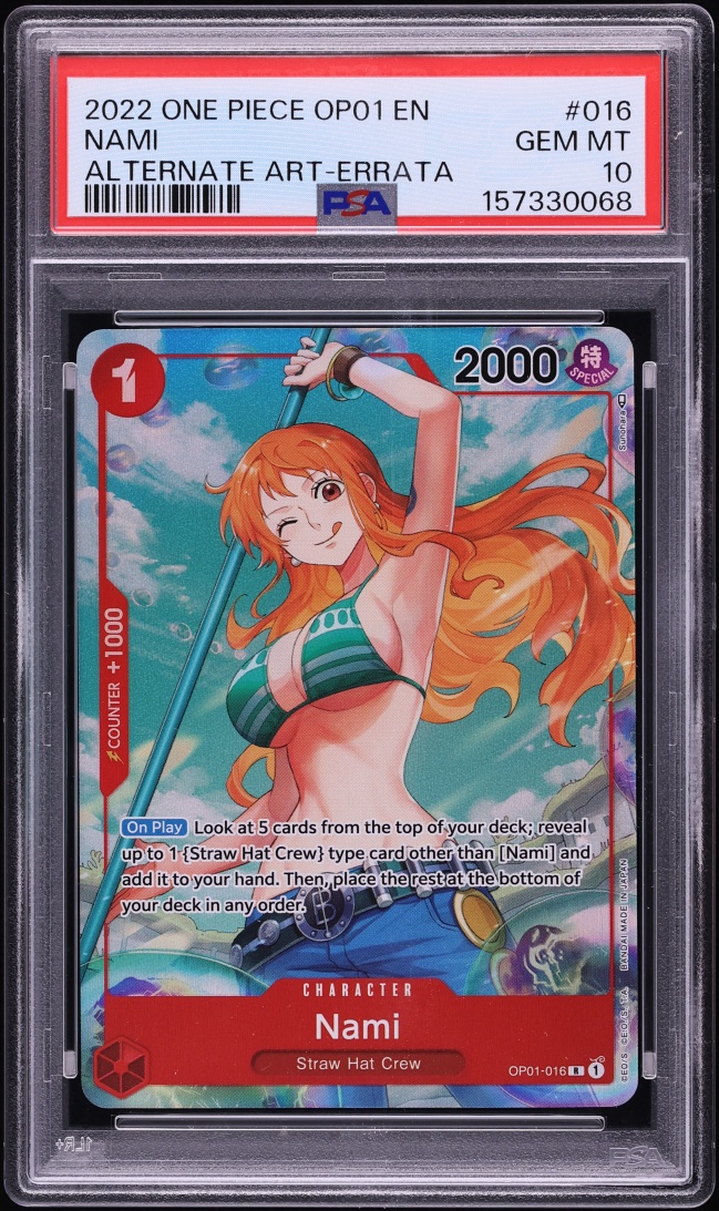 2022 One Piece Romance Dawn Errata Alt Art Nami #OP01-016 PSA 10 GEM MINT