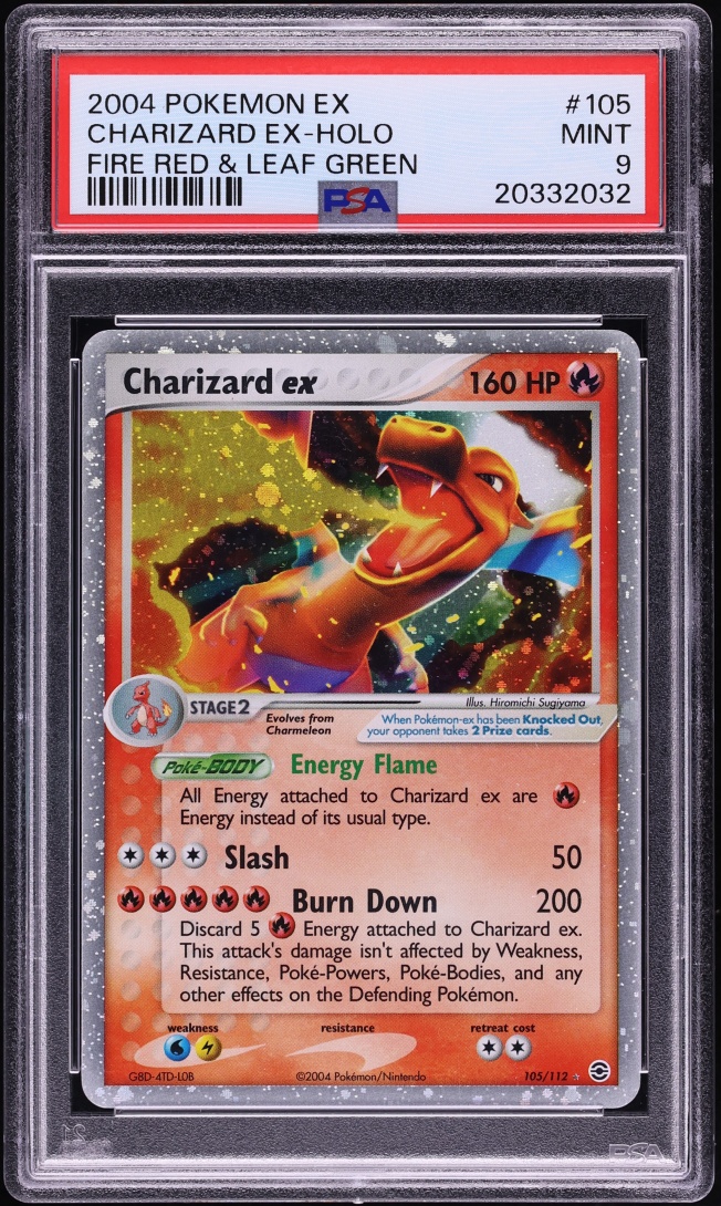 2004 Pokemon EX Fire Red & Leaf Green Holo Charizard ex #105 PSA 9 MINT