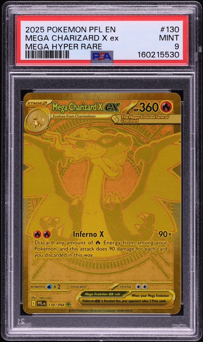 2025 Pokemon Mega Evolution Phantasmal Flames MHR Mega Charizard X ex #130 PSA 9 MINT