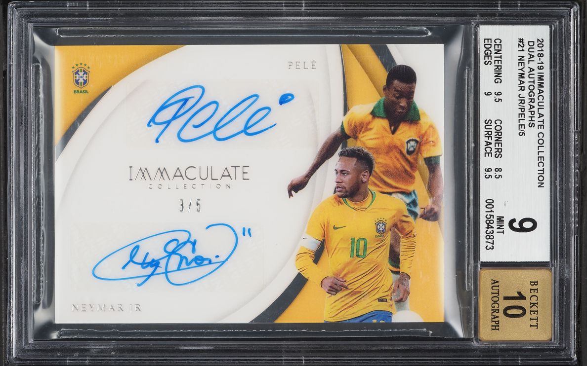 2018 Immaculate Collection Dual Neymar Jr. & Pele AUTO /5 #DU-PN BGS 9 MINT