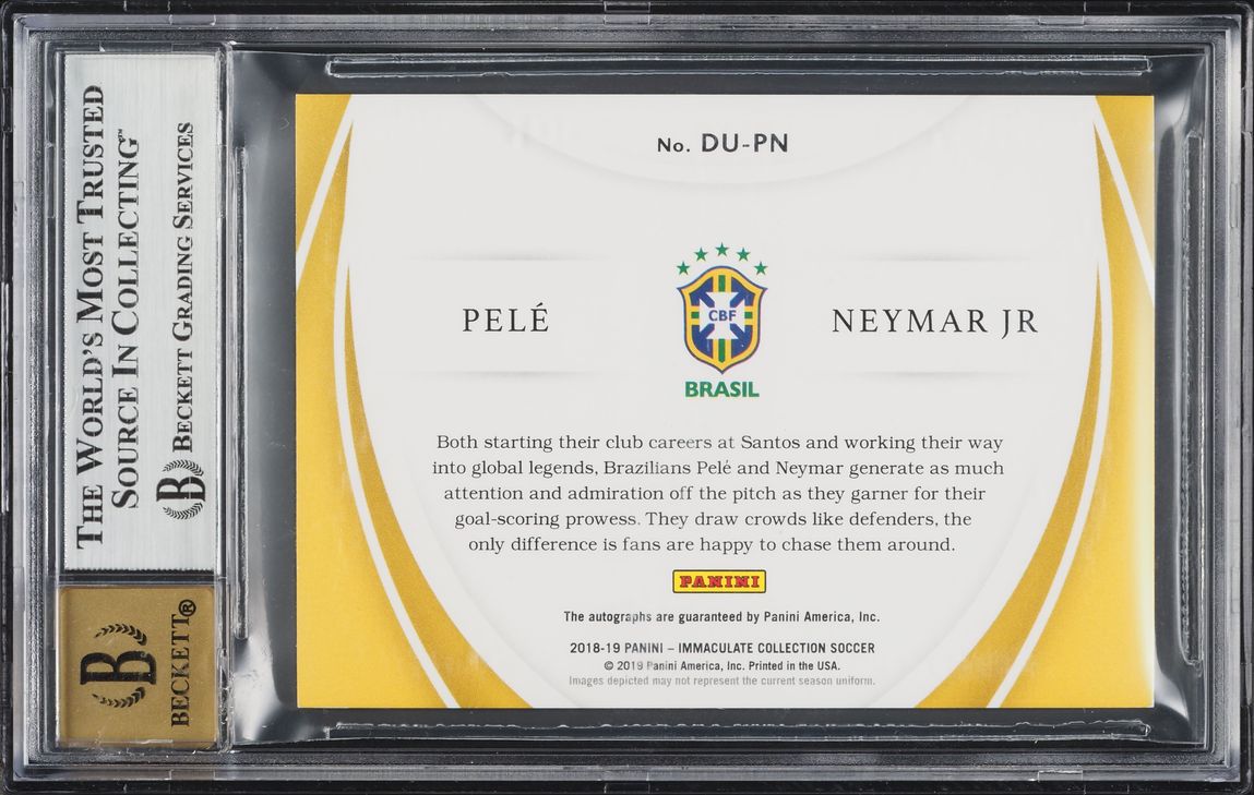 2018 Immaculate Collection Dual Neymar Jr. & Pele AUTO /5 #DU-PN BGS 9 MINT
