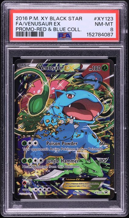 2016 Pokemon XY Black Star Promo Red & Blue Collection Full Art Venusaur EX #XY123 PSA 8 NM-MT
