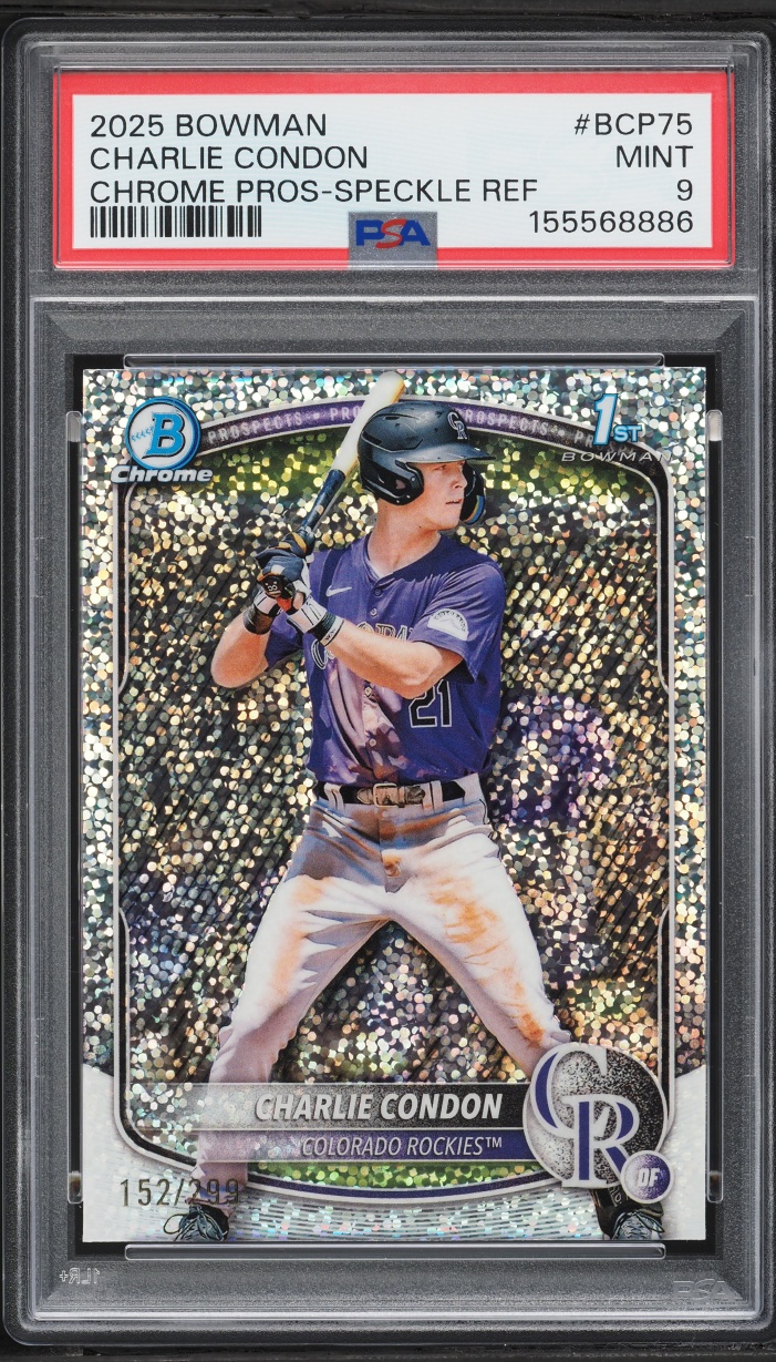 2025 Bowman Chrome Speckle Refractor Charlie Condon PROSPECT /299 #BCP-75 PSA 9 MINT